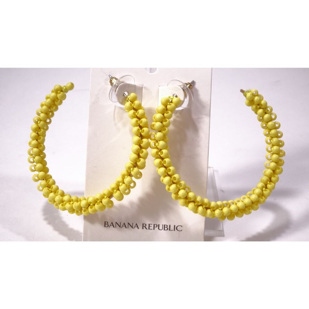 Banana Republic Women's Summer Fridays Bead Hoop EARRINGS NWT 48 Sunny - Picture 7 of 7